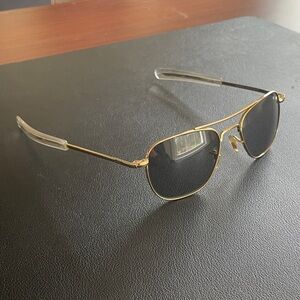 American Optical Original Pilot 52mm Gold Frame Bayonet Temples Grey Lenses